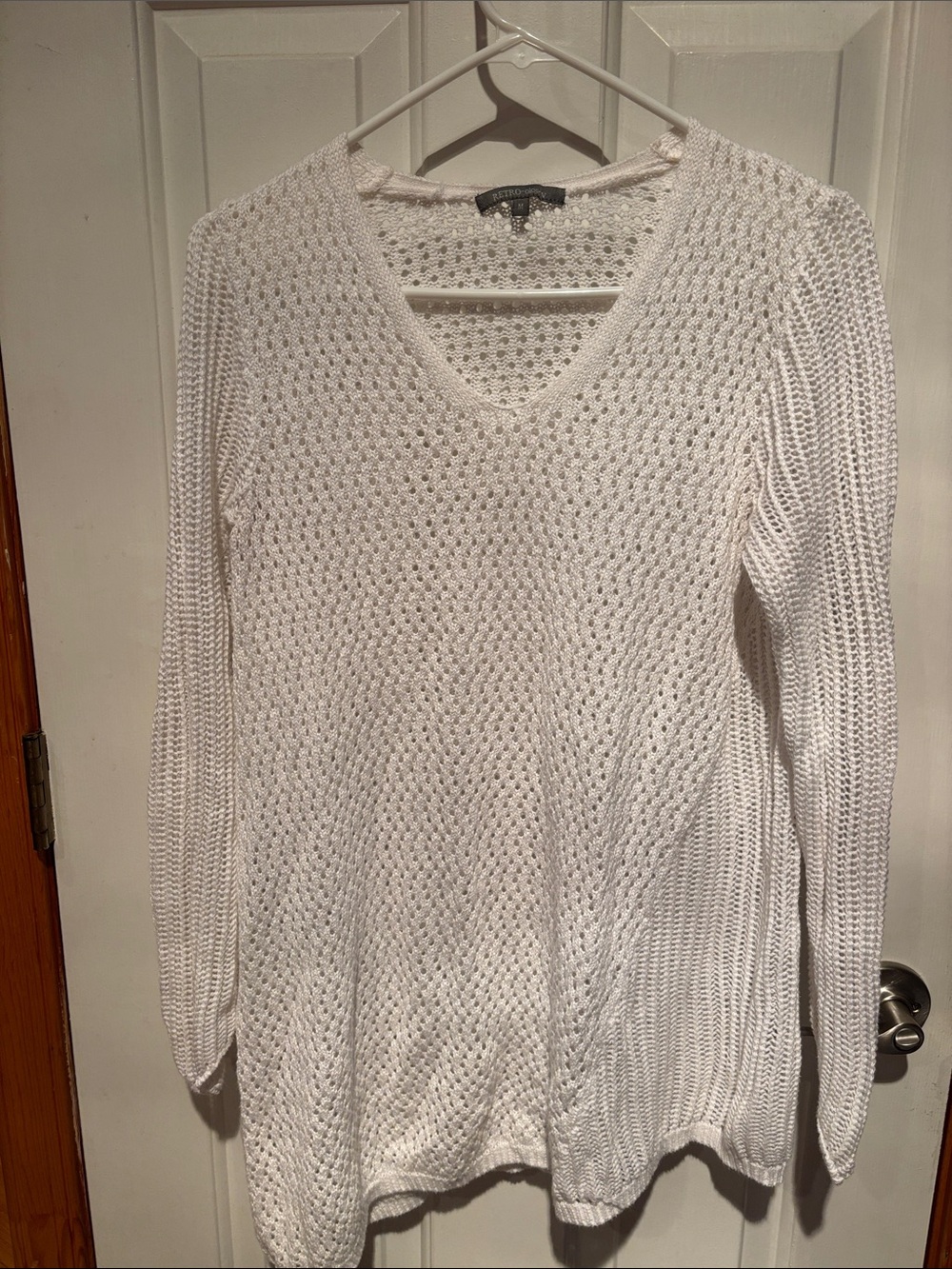 Women’s White V-Neck Knit Swim Coverup